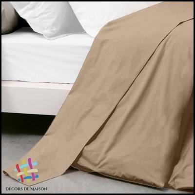 Plain Flat Sheet In Cotton - Home Decor - 240x300cm - 2 Persons - Machine Washable - Taupe