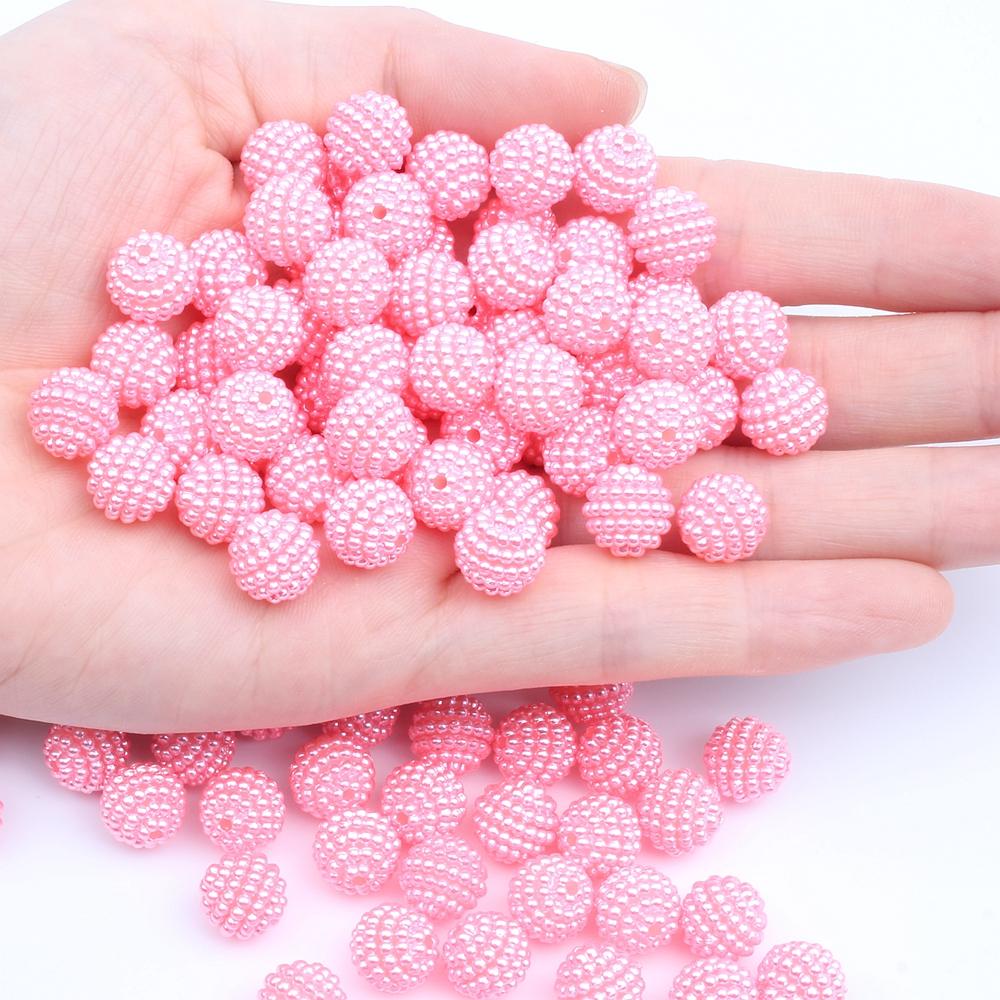 Hot Sale 200pcs 15mm Multicolor Bayberry Perforation Pearl Beads Hole Resin DIY Jewelry Decorations for Dress Making
