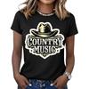Women's Fashionable Casual Music Festival Print Round-Neck Short-Sleeve T-Shirt