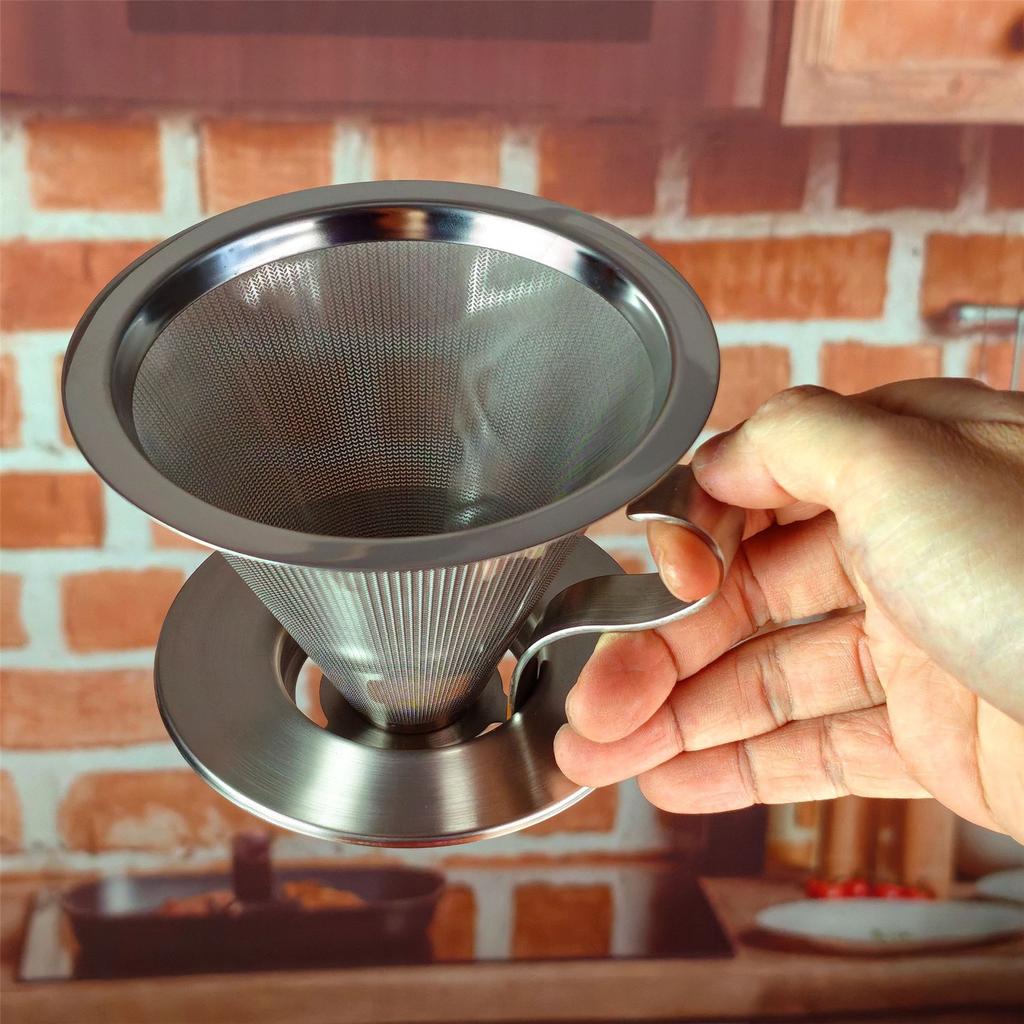 Stainless Steel Coffee Dripper Hand Drip Coffee Maker Stainless Steel Filter Cup Manual Coffee Filter for Home Use