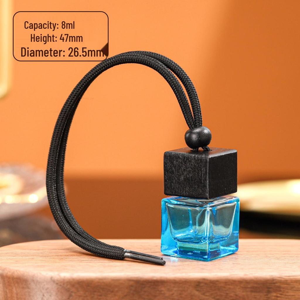 In Stock 8ml Square Car Aromatherapy Bottle - Transparent Glass Pendant Diffuser