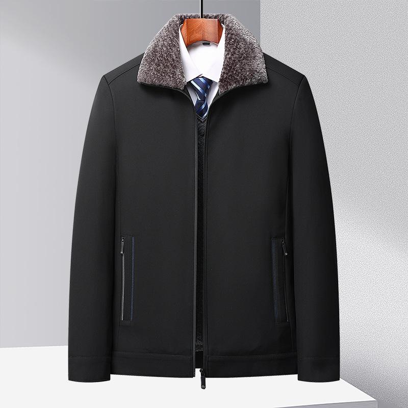 Autumn and Winter New Style Velvet Thickened Lapel Middle-aged and Elderly Jackets Men's Casual Jackets Dad Wear Warm Men's Jackets