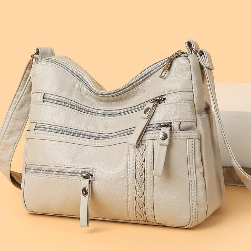 PU Zipper Casual Single Shoulder Diagonal Cross Bag