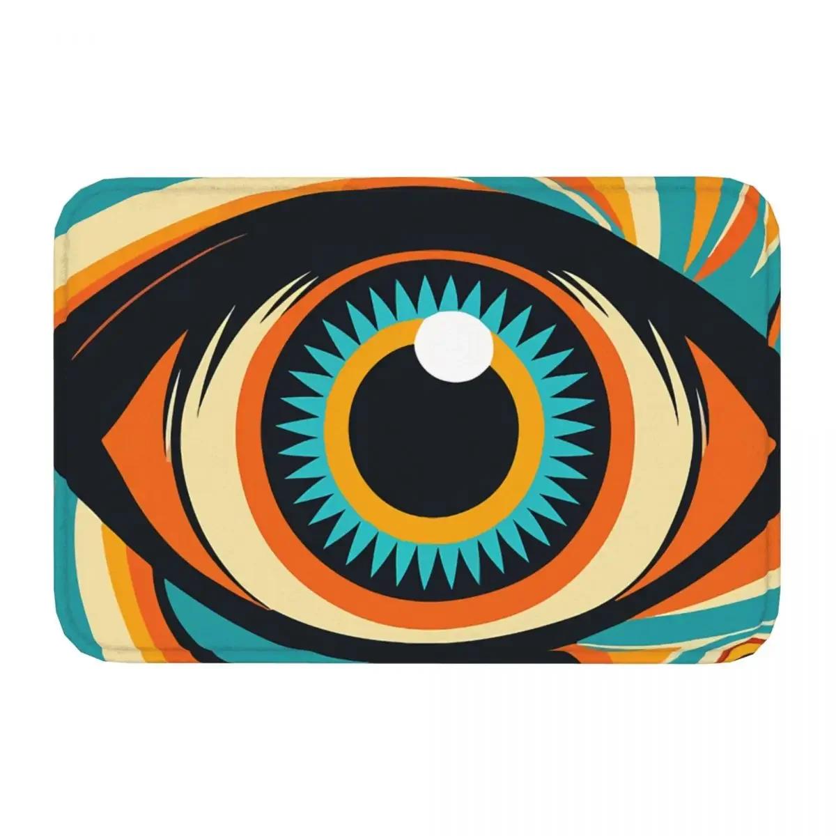 

Retro Bathroom Mat Groovy Retro Eye 1960s Pattern Rug Home Doormat Living Room Carpet Decoration 40cmx60cm
