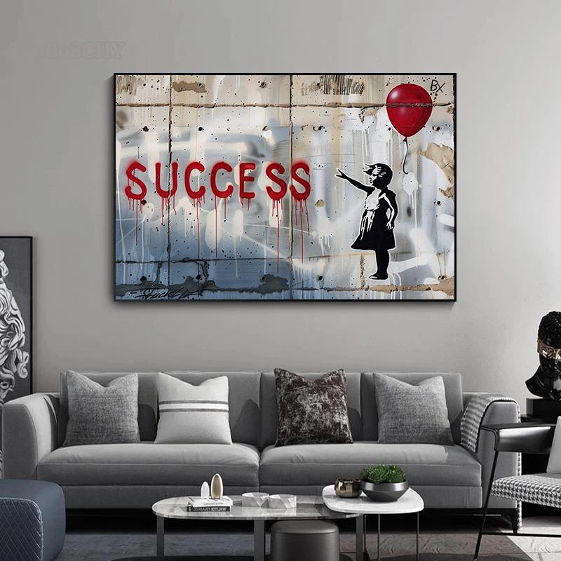 Banksy Chlapec Dívka s balónkem Street Art Plakáty Tisky na plátno Pop Graffiti Art Malba na plátno Cuadros Nástěnné umění Domácí dekorace