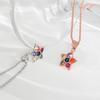 Star Colored Diamond Necklace with Ethnic Literature Style Colorful Polygonal Cat's Eye Stone Five Point Star Necklace