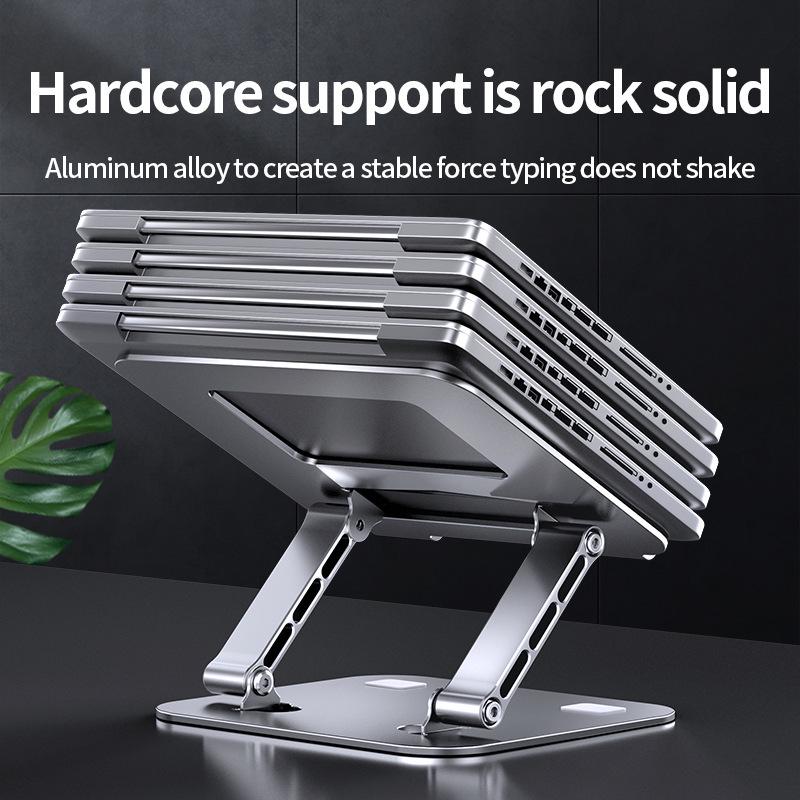 Adjustable Rotating Laptop Stand with Cooling Feature and Height Adjustment for Desktop or Office Use
