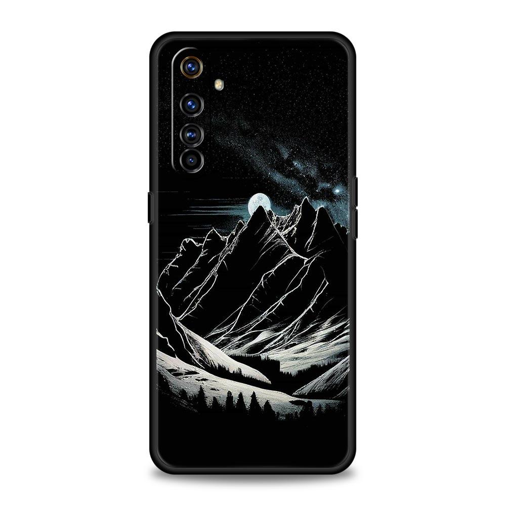 Black Mountain Peak Case For Realme C67 C63 C55 C53 C35 C25 C21 GT 2 3 5 6 10 11 12 13 Pro Plus 5G Soft TPU Phone Cover Fundas