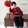 Boys' Red Fleece-Lined Sweatshirt, 2025 Style, Winter Top for Medium/Large Children, Thick, Warm & Festive.