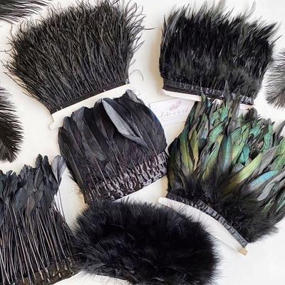 Pírko 1 metr Černé Pštrosí Husí Marabou Krůtí Peří Ozdoba Třásně Šicí Stuha Pro DIY Šaty Šití Řemesla Ozdoba Oblečení