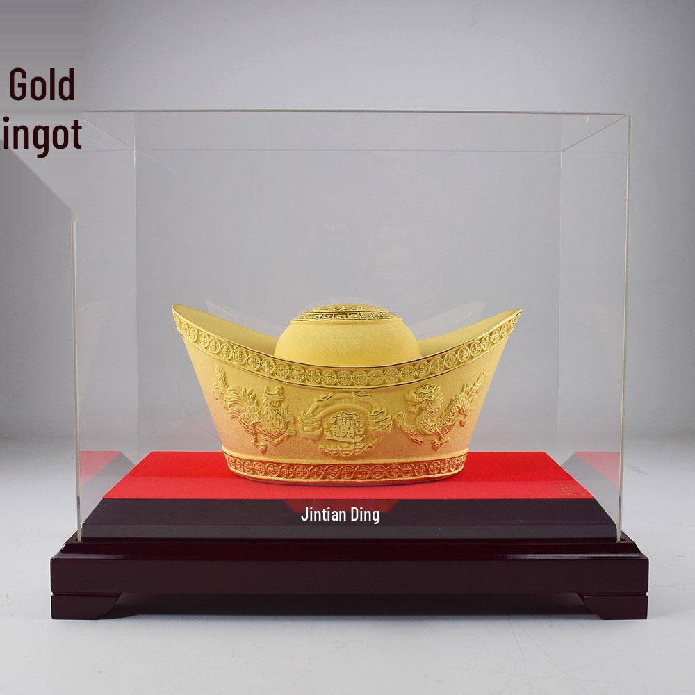 Large Velour Golden Yuanbao Ornament: Office Decor & Business Gift Gold Ingot