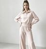 European and American casual knit set: women's half-zip sweater + high-waisted wide-leg pants, weighty two-piece set