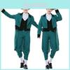 Grüne Fee Cosplay Kostüm für Herren Erwachsene Irisches Elfen-Outfit Oz Country