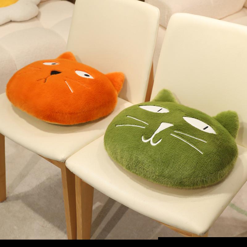 Cartoon Large Face Cat Cushion With Thick Filling For Office And Home Seating Comfort