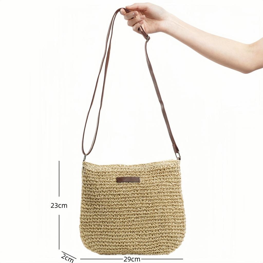 Handmade Straw Weaving Casual Versatile Trend Simple Small Leather Brand Messenger Bag