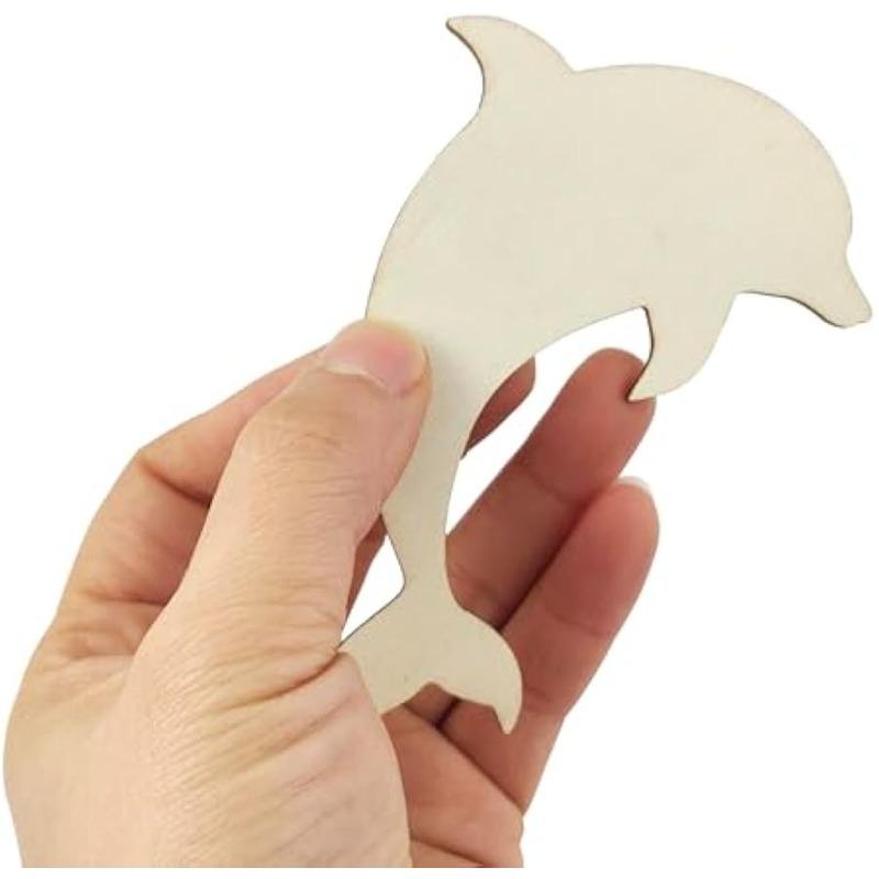 10 Stück Holz Delfin Auschnitte Unfertige Holz Strand Delfin Hängende Ornamente DIY Delfin Bastelgeschenk Anhänger für Zuhause Party Dekoration