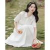 Summer Arts Academy Wind Doll Collar Solid Color Waist Dress Female First Love Small White Dress
