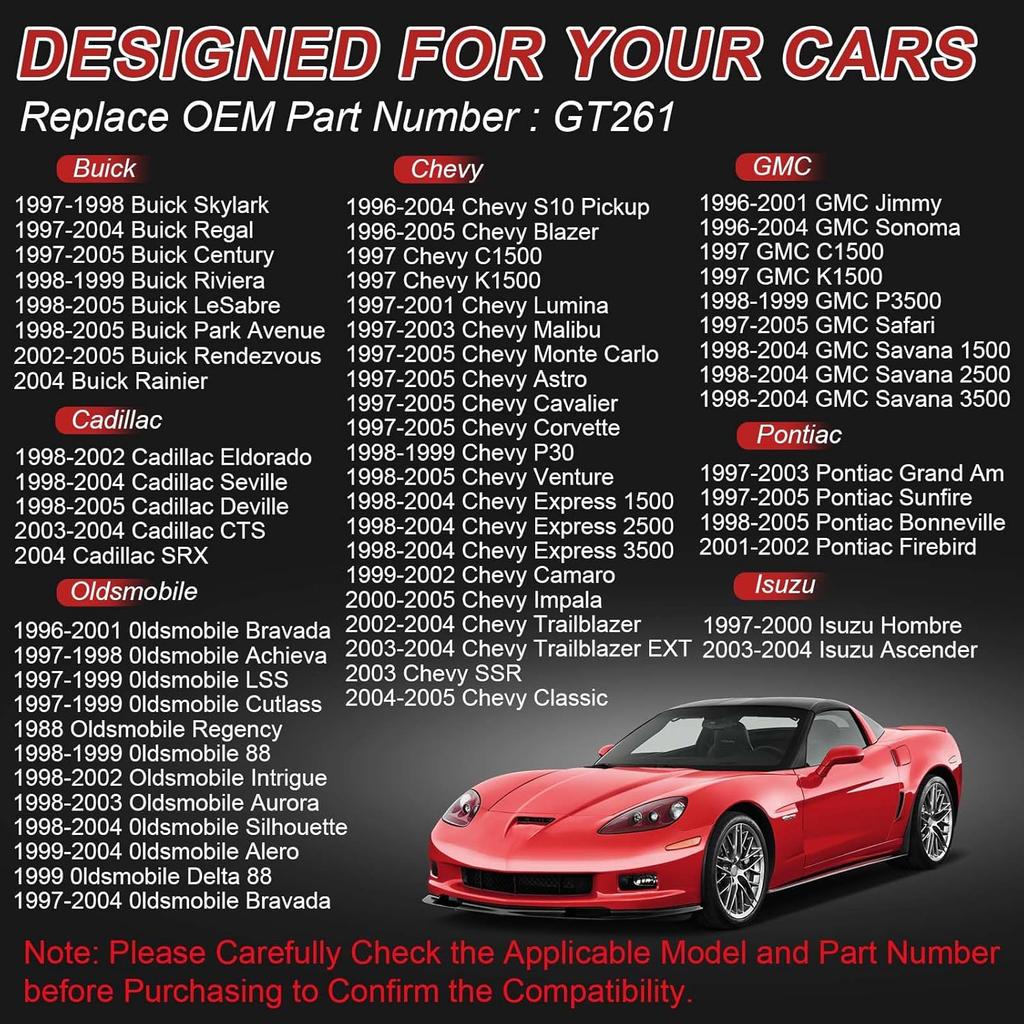 Gas Cap Fuel Cap GT261 for Buick LeSabre Park Avenue Cadillac DeVille Eldorado Chevy Cavalier Blazer Camaro Malibu S10 GMC Jimmy Sonoma Oldsmobile