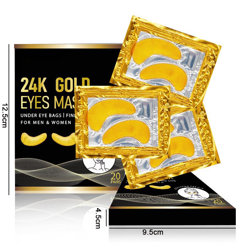 24K Gold Collagen Eye Mask (20 Pairs) - Hydrating Gel Patches for Dark Circles & Fine Lines