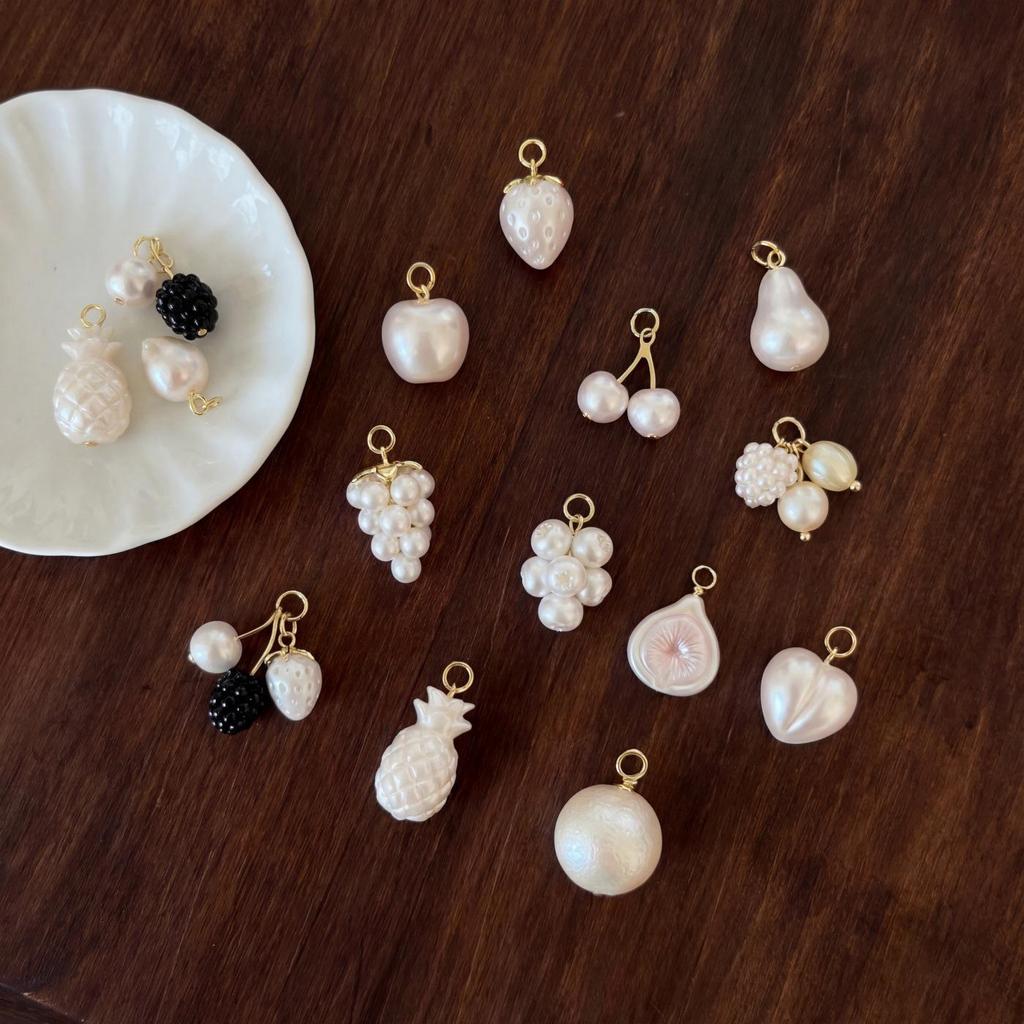 14K Gold Strawberry & Grape Pearl Pendant DIY Accessories