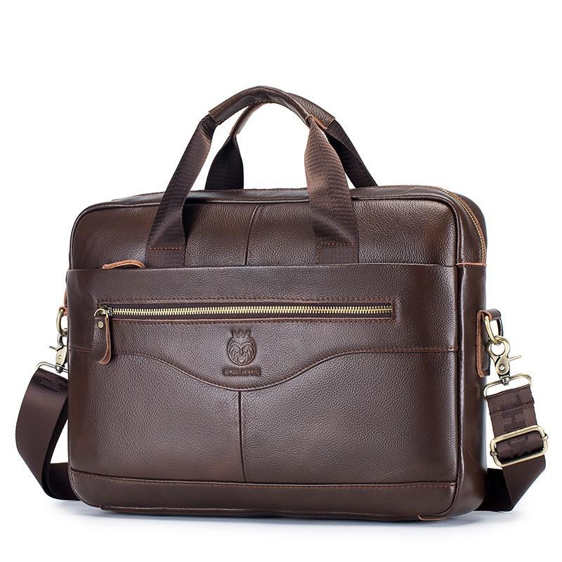 Leather Briefcase Hand-held Men s High-end Feel Top Layer Cowhide Business Retro Office Bag 40x8x28