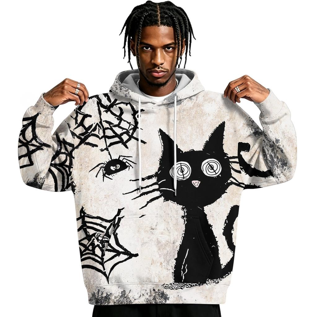 Men's Halloween Print Pullover Hoodie Long Sleeve Sweatshirt
