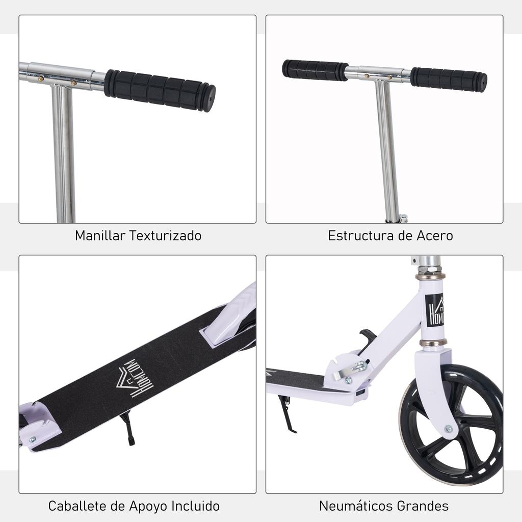 Folding Scooter for Children Ages 7-14, Kids Scooter with 4-Level Height Adjustable Handlebar and Brake, White