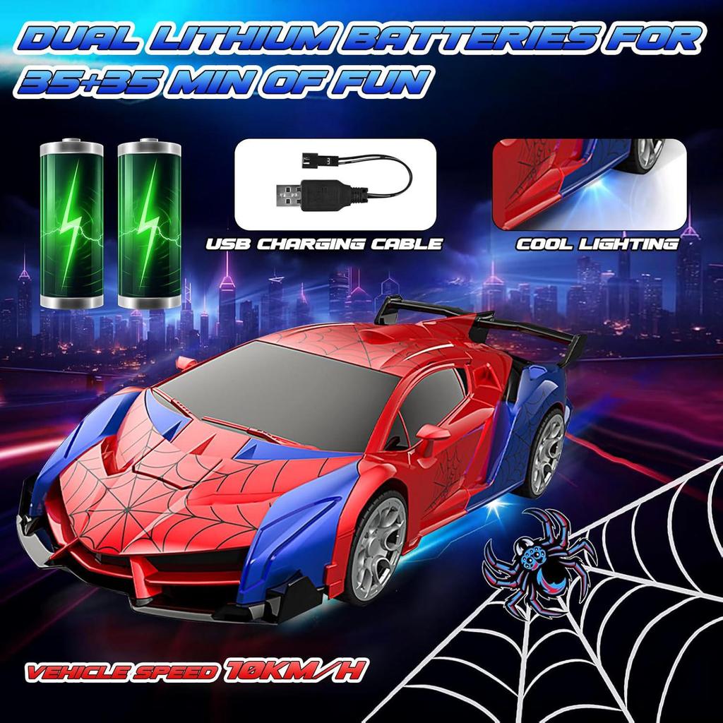 2.4G Remote Control Spider Transformer Car: Rechargeable Electric Racing & Climbing Off-Road Vehicle for Kids