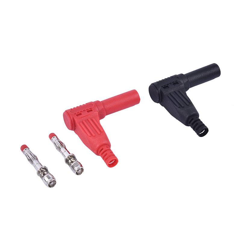 New 1pair 4mm Male Right Angle Insulation Wire Solder Type DIY Banana Plug Connector