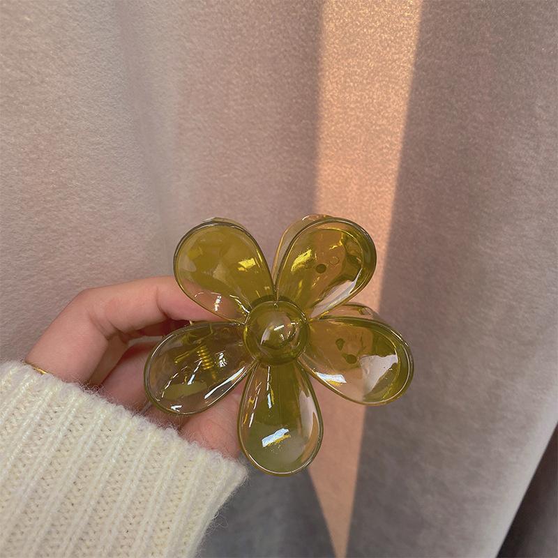 7Designs Giant Flower Cross Acrylic Hair Claw Clips for Women Accessories Jewelry Korean Jelly Large Resin Crab Clamp Headwear