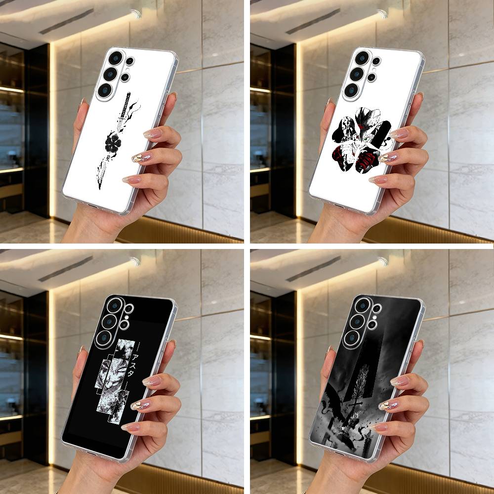Black Clover Clear Soft Silicone Phone Case forSamsung S25, S24, S21, S22, S23, S30, Ultra, S20, Plus