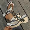 Fashion New Women Slippers Designer Square Toe Open Toe Sandals Summer Clip Toe High Heeled Sandals for Women Flip-flops Sandalias Mujer