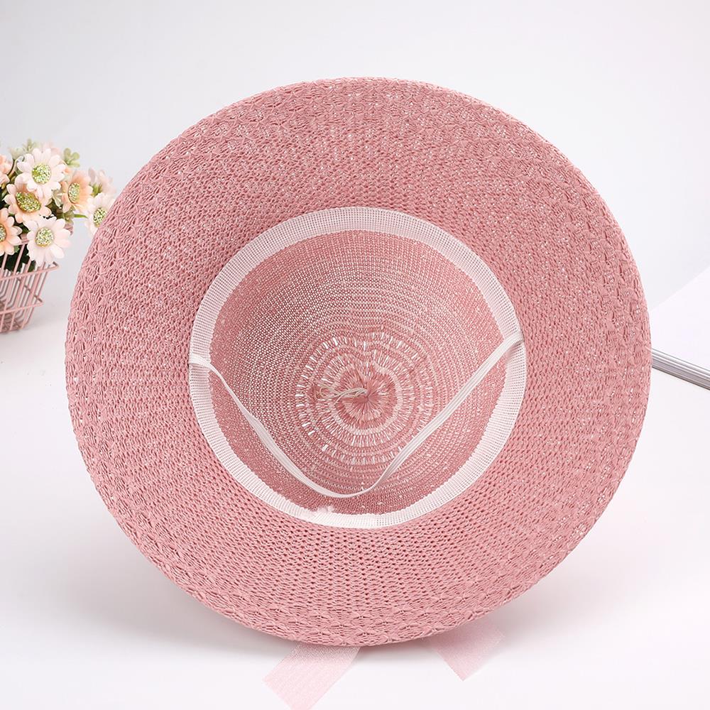 Bow Flowers Straw Sun Hat Woman Bucket Summer Sunscreen Wide Brim Sun Cap Outdoor Beach Accessories