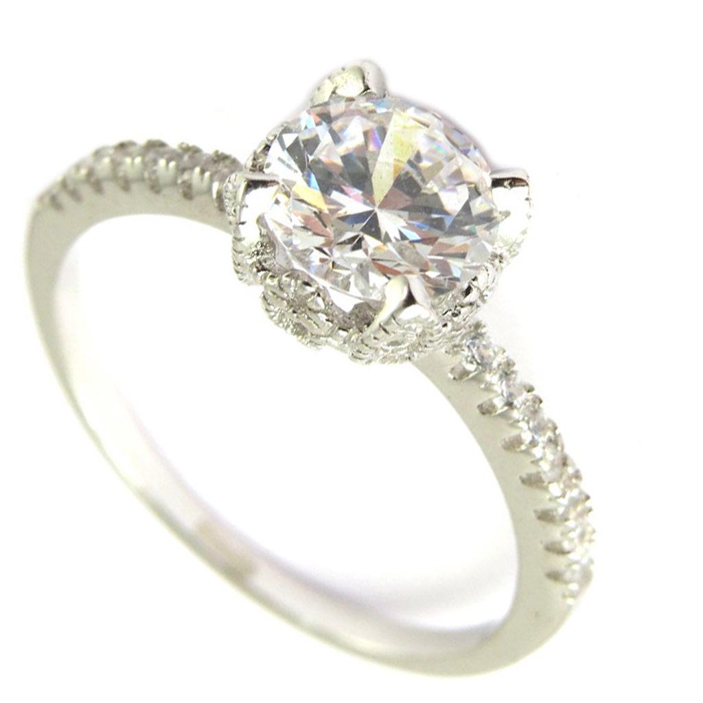 Bague Argent 'Unique' blanc argenté (rhodié) - 7 mm