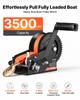 VEVOR Boat Winch, 1588 kg Hand Winch, Heavy Duty Manual Rope Crank with 6.1m Orange Polyester Strap, Portable Two-Way Ratchet, 2 Speed Switchable