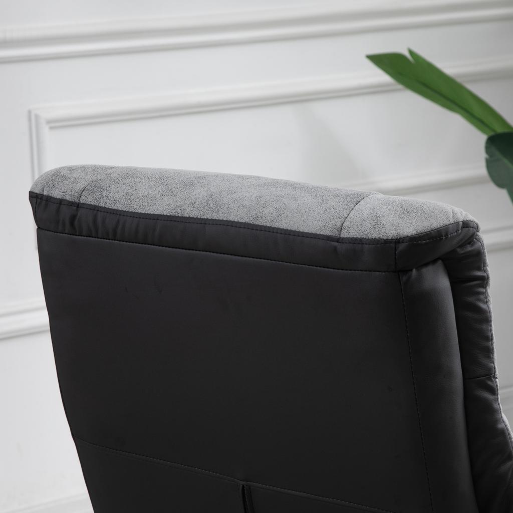 Fabric Recliner Sofa Armchair with Footstool Swivel Sofa Grey