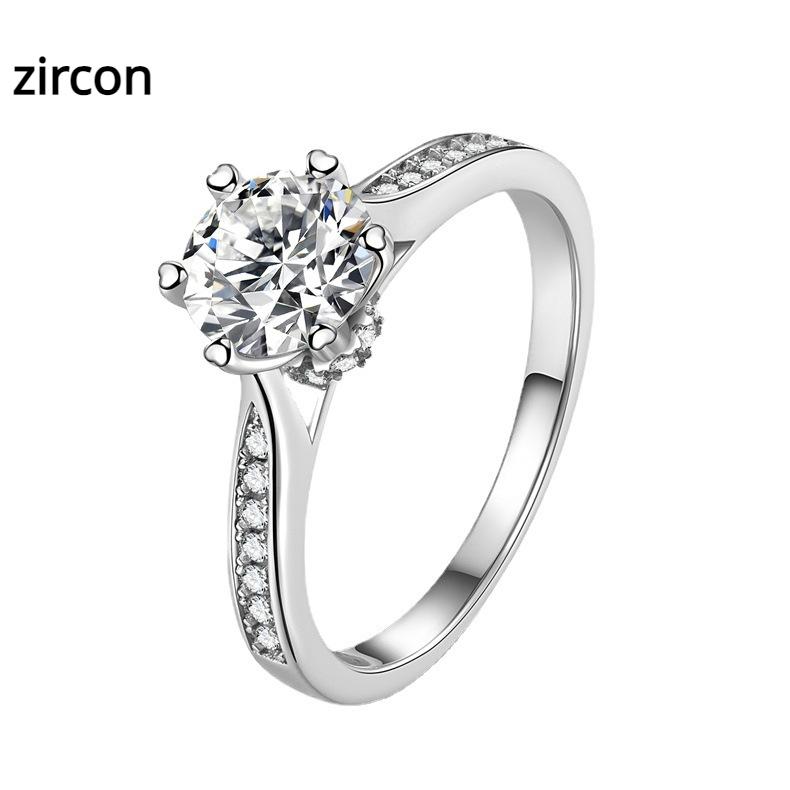 D Color Moissanite Diamond Ring for Women Sterling Silver One Carat Hot Selling Six Claw Ring Wedding Ring Proposal Diamond Ring Gift for Girlfriend