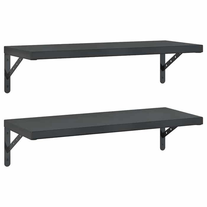 VidaXL Wall Shelves 2 Pcs 75x30 Cm Black Stainless Steel, Floating Shelf, Wall Display Shelf, Panel 3214515