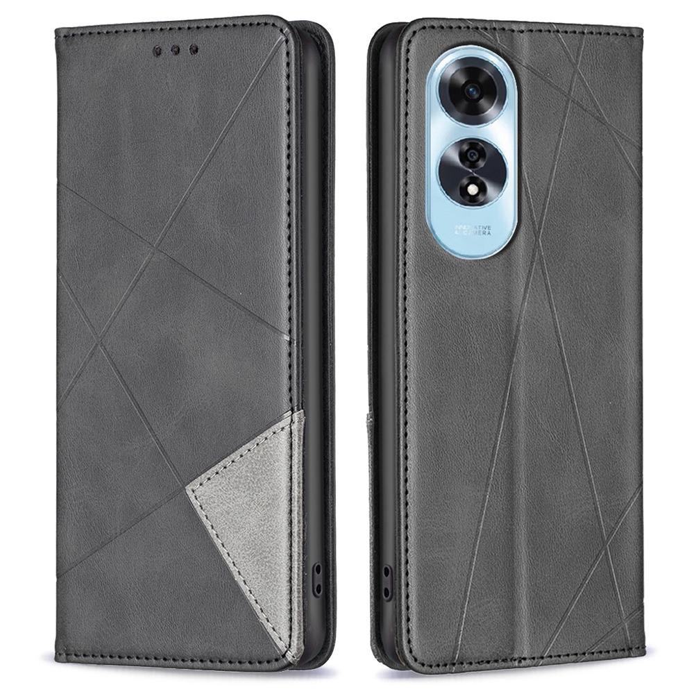 For Oppo A60 4G Case Shockproof PU Leather Rhombus Phone Cover with Card Slots