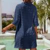 Beach Shirts Solid Cover Ups for Swimwear with Pockets Women Summer Tunic Half Sleeve Holiday Bathing Suits