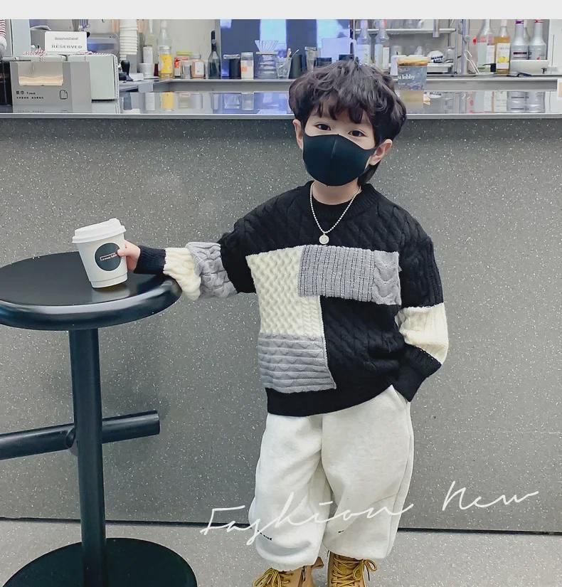 Boys' Autumn/Winter 2023 Thick Pullover Sweater for New Year's - Stylish and Warm