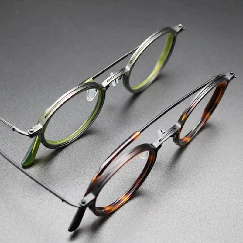 Round Optical Glasses Frame Men Anti Blue Light Clear Lens Eyeglasses Vintage Casual Metal Frame Myopia Spectacle Frame
