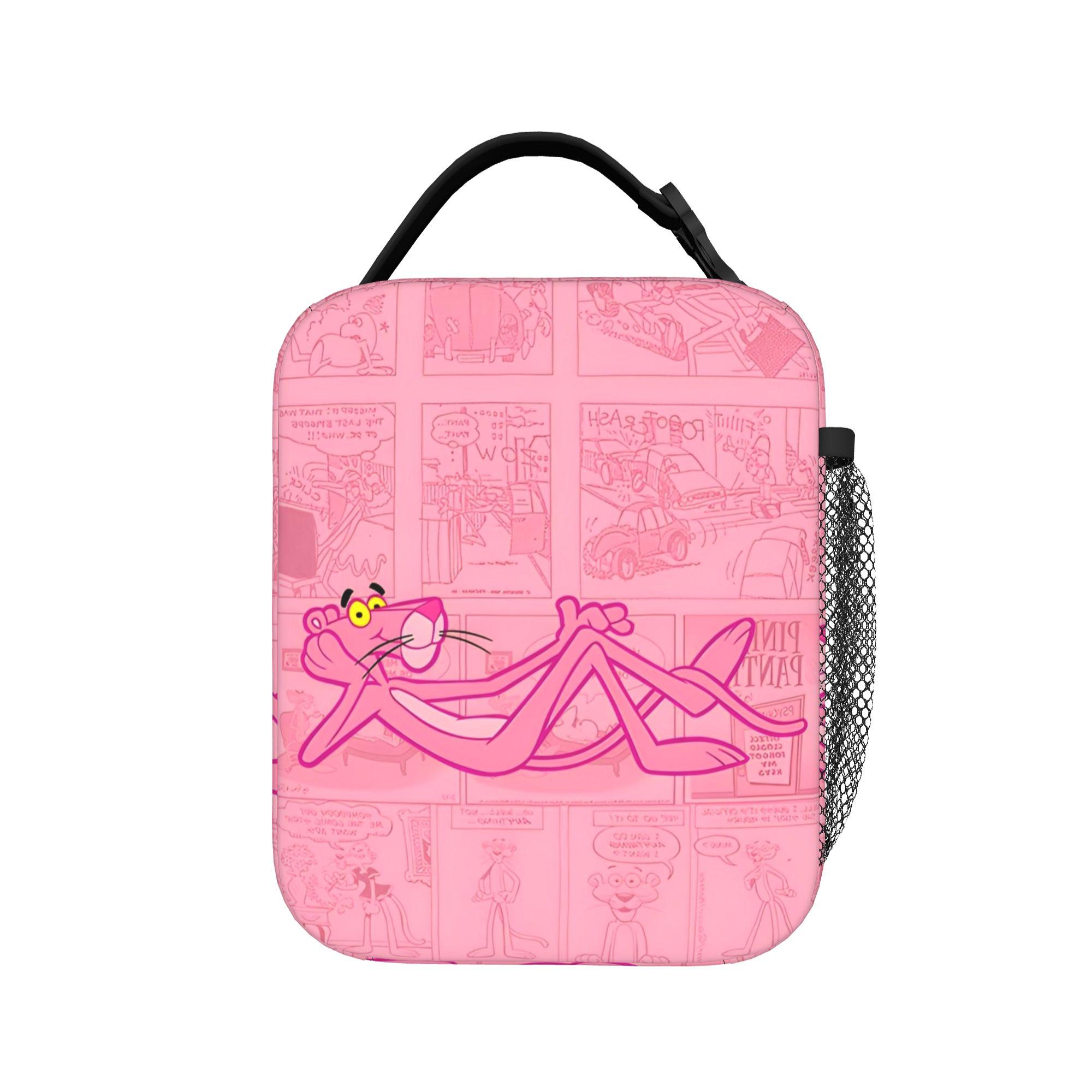 Pinks Panthers Cartoon Geïsoleerde Lunchtas Thermische Tas Herbruikbaar, Maaltijdcontainer Draagbare Tote Lunchbox Voedseltas Strand Picknick One Size