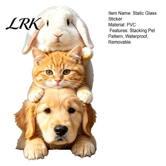 Pet Pattern Window Sticker Stacking Static Cling, Dog Cat Rabbit Decorative Glass Electrostatic Cling Sticker, No Adhesive Removable Animal