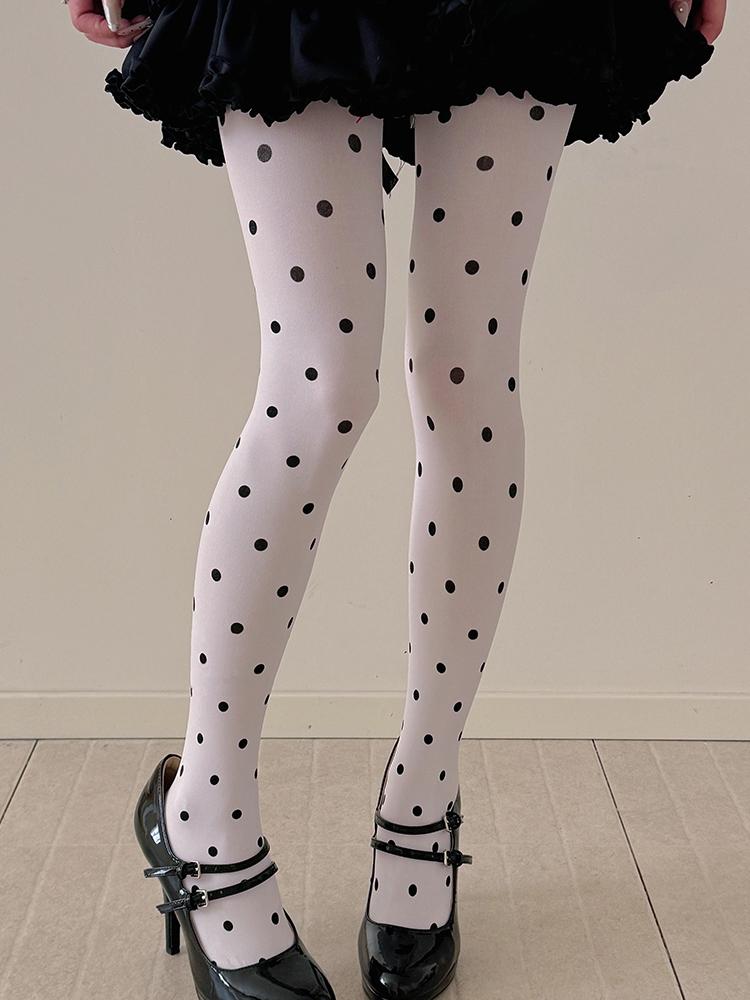 Vintage Women's Pantyhose Fashion Sexy Crash Tights Spring Autumn Polka Dot Stockings Super Elastic Bottoms Y2k Female