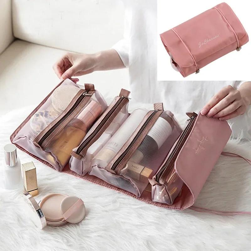 Cosmetic Bag PU Leather Large-capacity Travel Cosmetics Storage Bags Women Portable Handbag Multifunction Waterproof Washing Bag