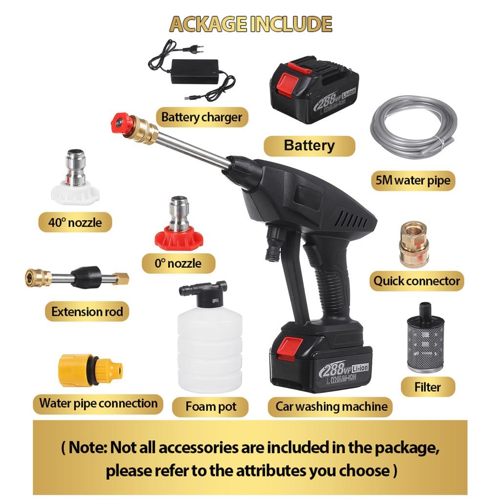 600W Cordless Washer Jet Electric Car Washer Guns High Pressure Cleaner 288VF Foam Nozzle For Car Auto Cleaning