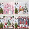 Christmas Gift Shower Curtain Pink Snowman Christmas Tree Elf Deer Red Bird Polyester Shower Curtains Bathroom Decor with Hooks