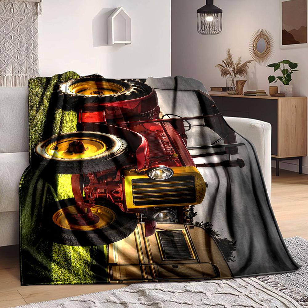 1Pc Vintage Tractor Reflection Blanket Soft And Comfortable Casual Warm Camping Travel Christmas Halloween Xmas Gift M928375