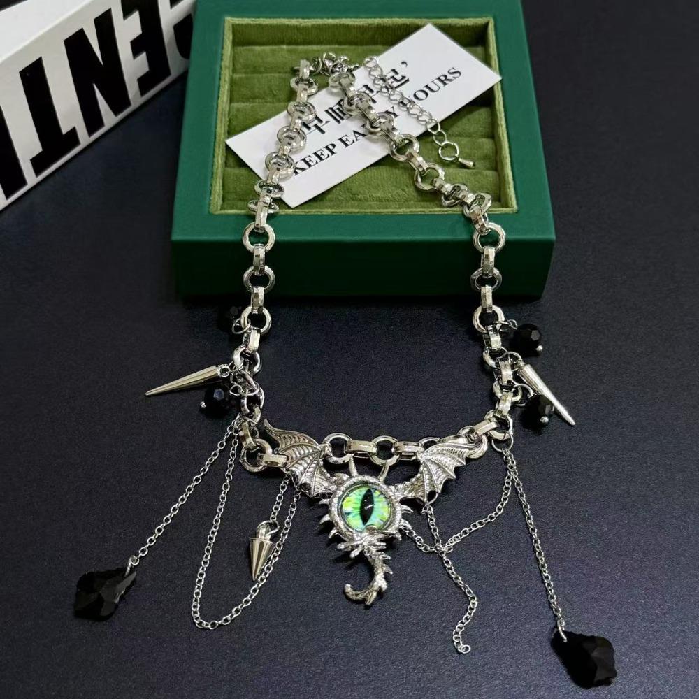 Wings Metal Chain Necklace Eye Punk Gothic Necklace Elegant Ghost Necklace Women  Gifts
